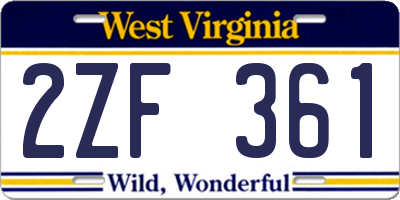 WV license plate 2ZF361