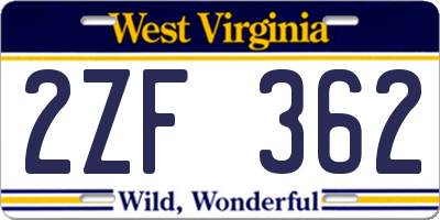 WV license plate 2ZF362
