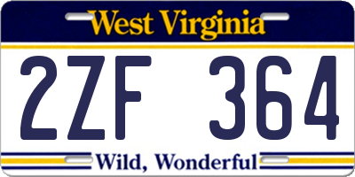 WV license plate 2ZF364