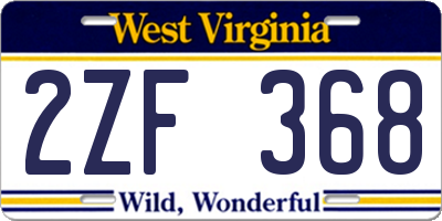 WV license plate 2ZF368