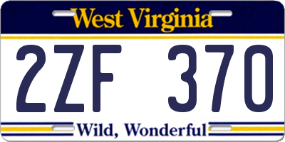 WV license plate 2ZF370