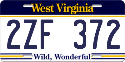 WV license plate 2ZF372