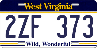 WV license plate 2ZF373