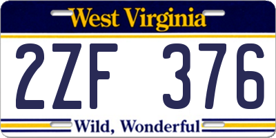 WV license plate 2ZF376