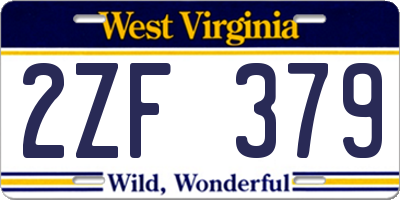 WV license plate 2ZF379