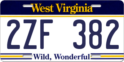 WV license plate 2ZF382