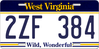 WV license plate 2ZF384