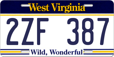 WV license plate 2ZF387