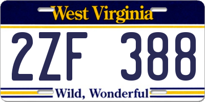 WV license plate 2ZF388