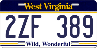 WV license plate 2ZF389