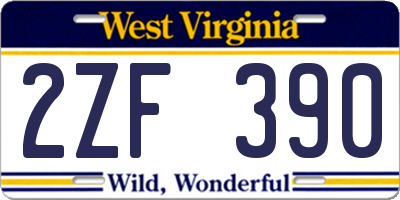 WV license plate 2ZF390