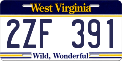 WV license plate 2ZF391