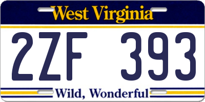 WV license plate 2ZF393