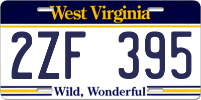 WV license plate 2ZF395