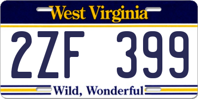 WV license plate 2ZF399