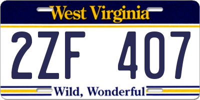 WV license plate 2ZF407