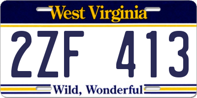 WV license plate 2ZF413