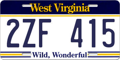 WV license plate 2ZF415