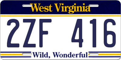 WV license plate 2ZF416