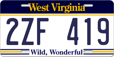 WV license plate 2ZF419