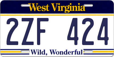 WV license plate 2ZF424