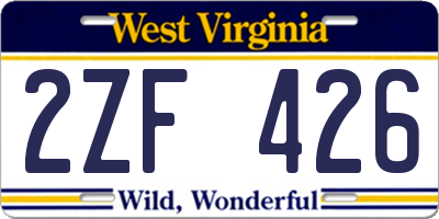 WV license plate 2ZF426