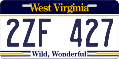 WV license plate 2ZF427