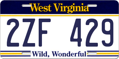 WV license plate 2ZF429