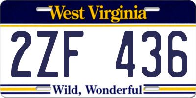 WV license plate 2ZF436