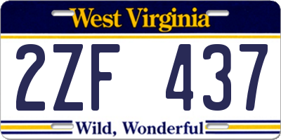 WV license plate 2ZF437