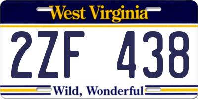 WV license plate 2ZF438