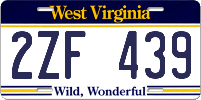 WV license plate 2ZF439