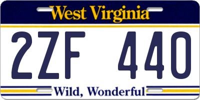 WV license plate 2ZF440
