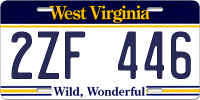 WV license plate 2ZF446