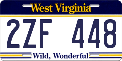 WV license plate 2ZF448