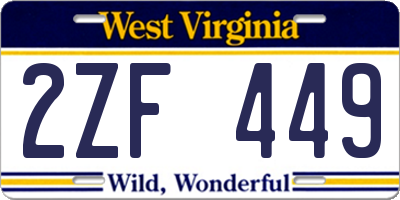 WV license plate 2ZF449