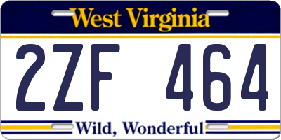 WV license plate 2ZF464