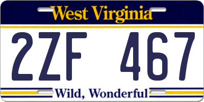 WV license plate 2ZF467
