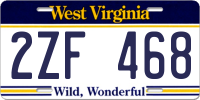 WV license plate 2ZF468