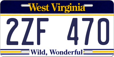 WV license plate 2ZF470
