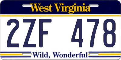 WV license plate 2ZF478