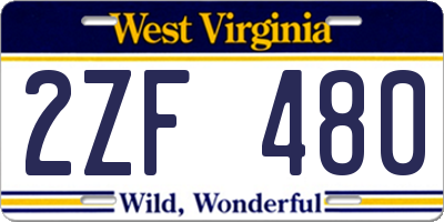 WV license plate 2ZF480