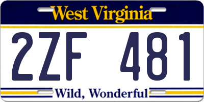 WV license plate 2ZF481