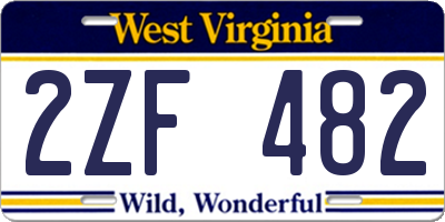 WV license plate 2ZF482