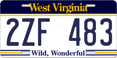 WV license plate 2ZF483