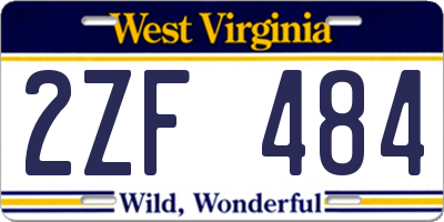 WV license plate 2ZF484