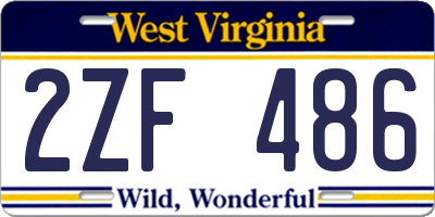 WV license plate 2ZF486