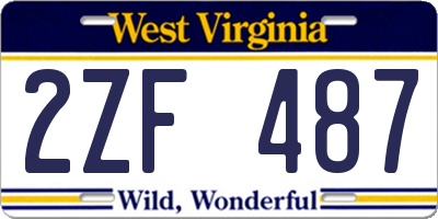 WV license plate 2ZF487