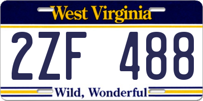 WV license plate 2ZF488