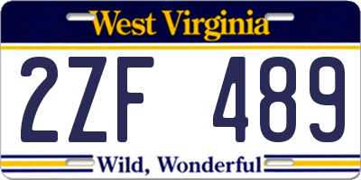 WV license plate 2ZF489